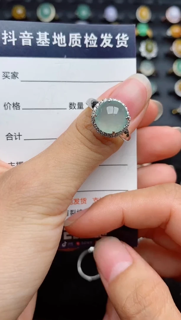 银S925镶嵌戒指翡翠1