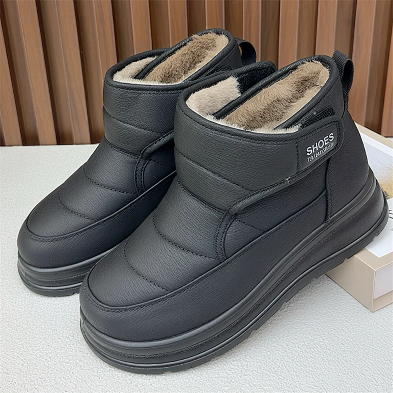 冬季时尚厚底棉鞋保暖抗寒雪地靴毛毛鞋加绒加厚休闲鞋软底妈妈鞋