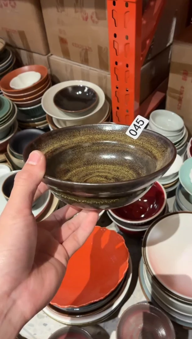 瓷片左*45微瑕棕咖葫芦碗1个