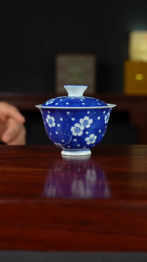 祖传窑真柴窑传承400年冰梅二才盖碗
