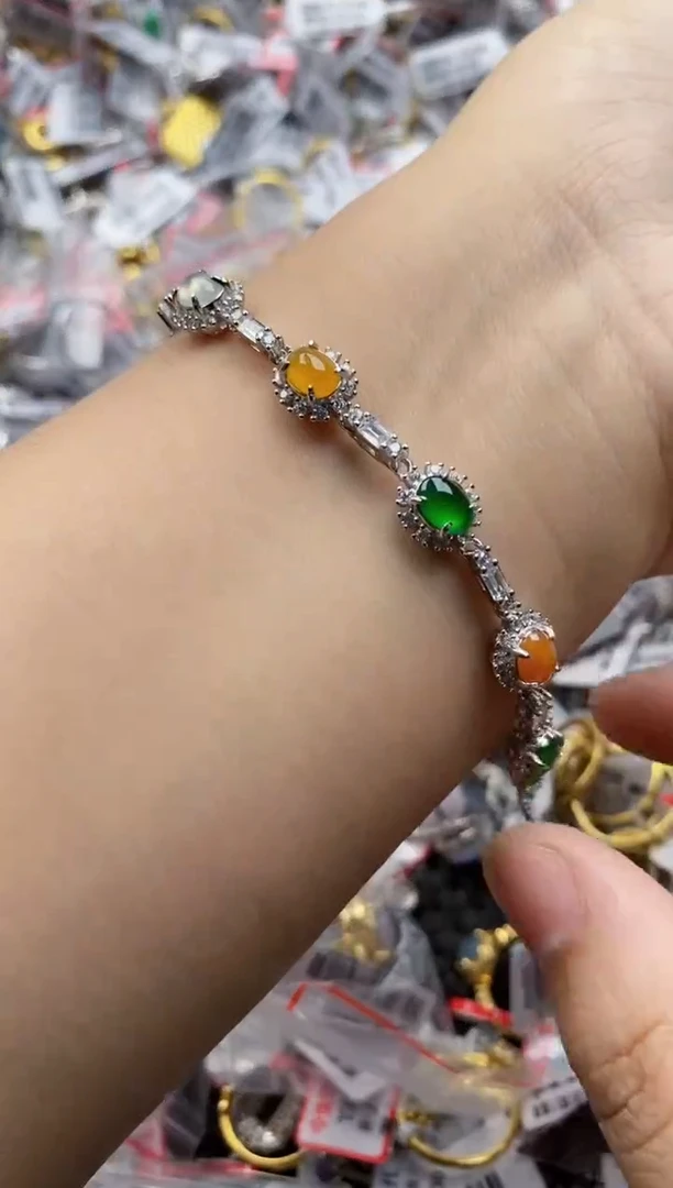 翡翠戒指银S925镶嵌5555---9