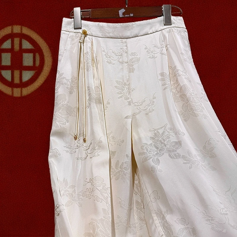 <<非遗美学>>桑蚕丝真丝高腰宽松时尚休闲百搭中国风休闲裤T1403