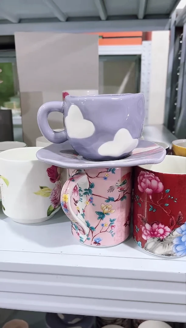 瓷片日用陶瓷（简装）早餐杯一套