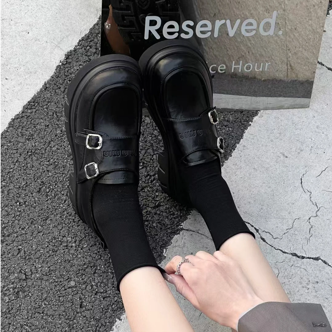 2025春款双扣超轻软皮乐福鞋时尚