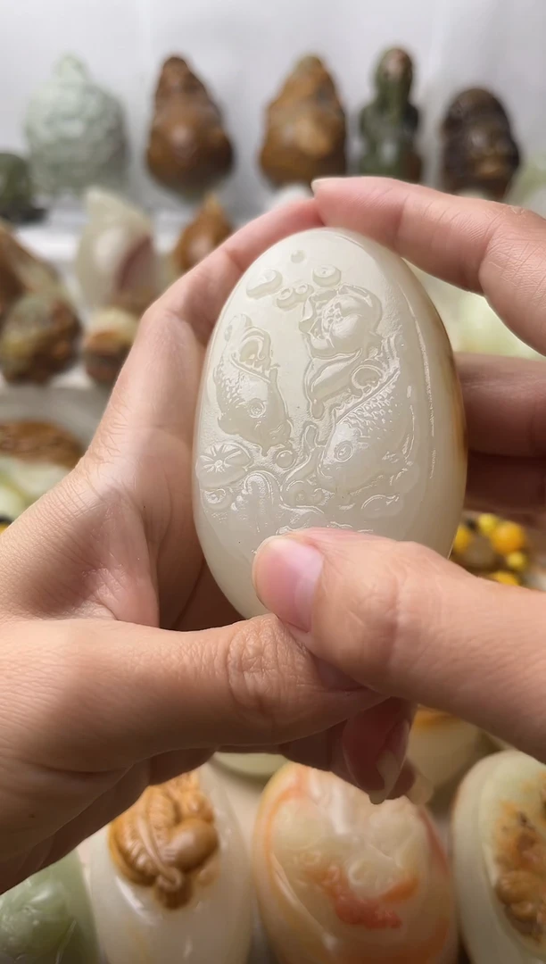 石材古青石棉纹正常不退换荷花鱼