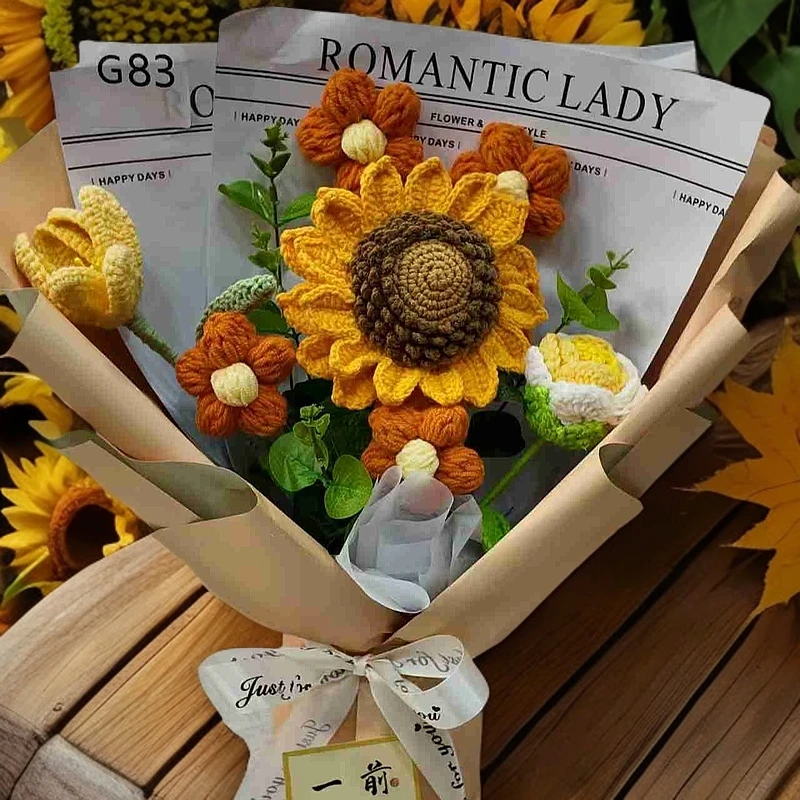 （宝）教师节手工毛线永生毛线花仿真定制礼品