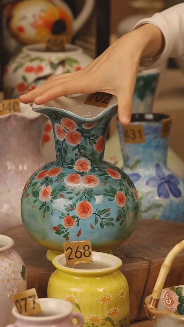 陶瓷景德镇设计师手作花器摆件侘寂风@M702@