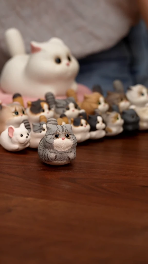 紫砂摆件无关想念的猫100