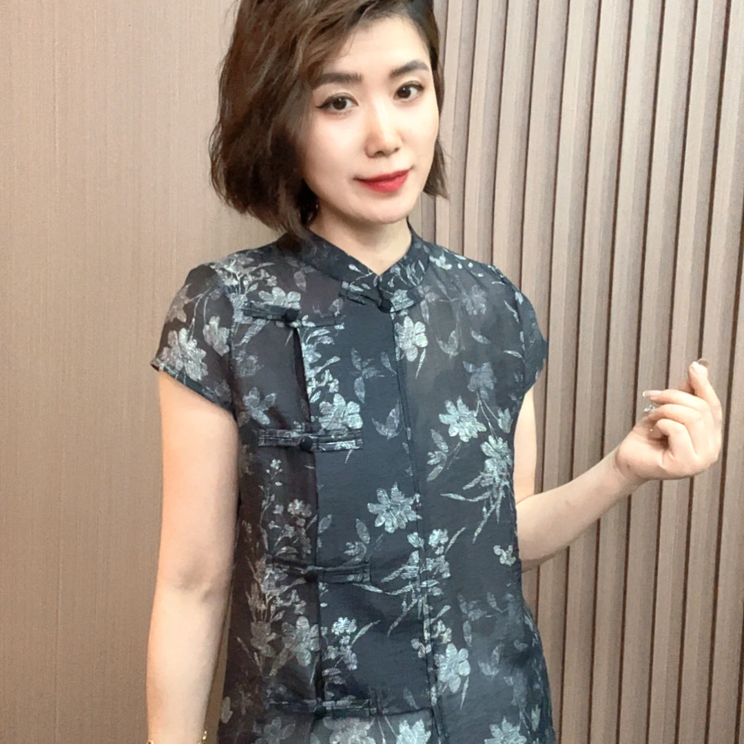 短袖盘扣衬衫袖中国风新中式衬衫上衣女装中式气质时尚夏季复古