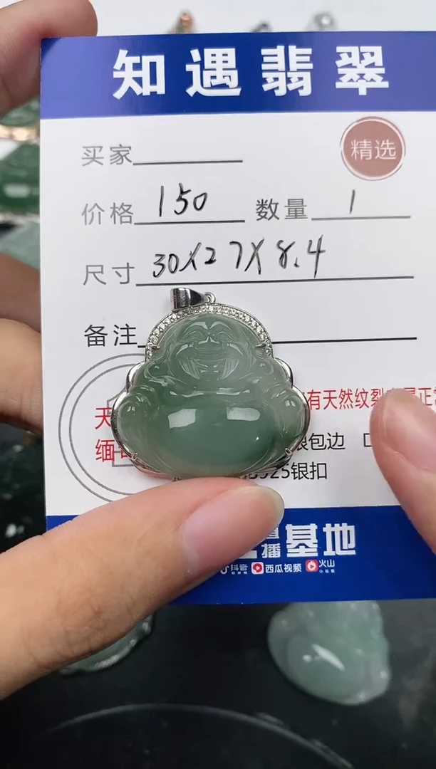 颈饰银S925镶嵌翡翠挂件