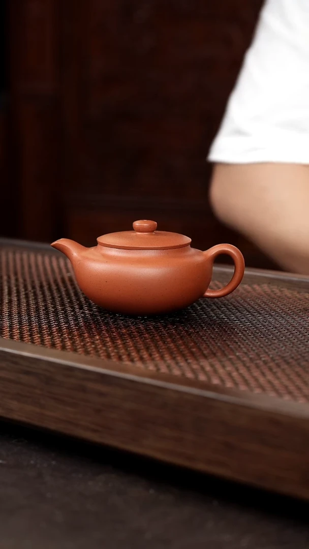 茶壶紫砂大红泥汉扁