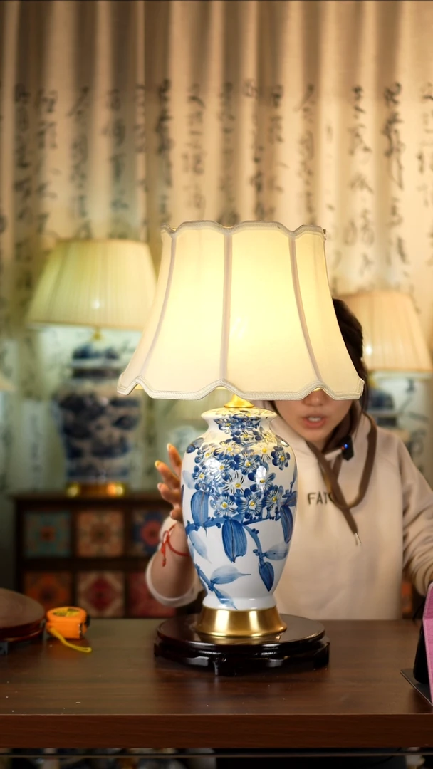 圆形款描金茶花60cm台灯