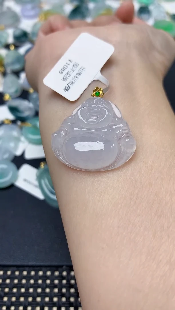 颈饰18K金镶嵌翡翠天然缅甸A货翡翠