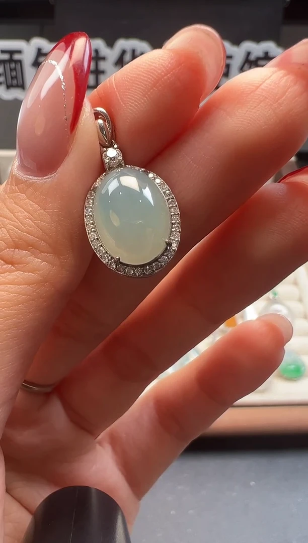 吊坠(不含链)银S925镶嵌翡翠 缅甸珠宝严选