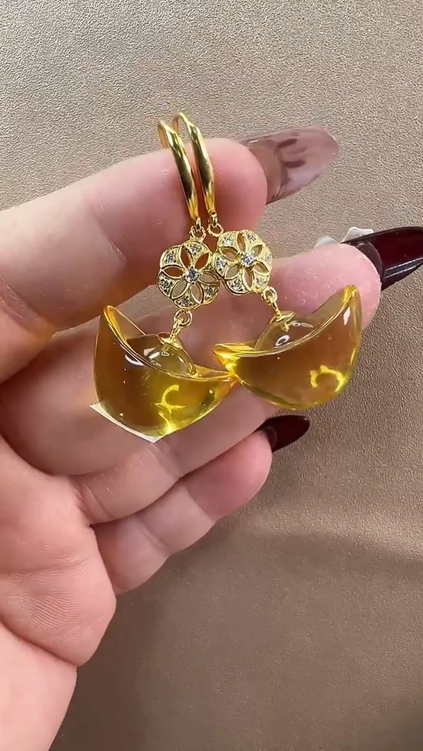 【闪购商品】琥珀耳饰未镶嵌耳环