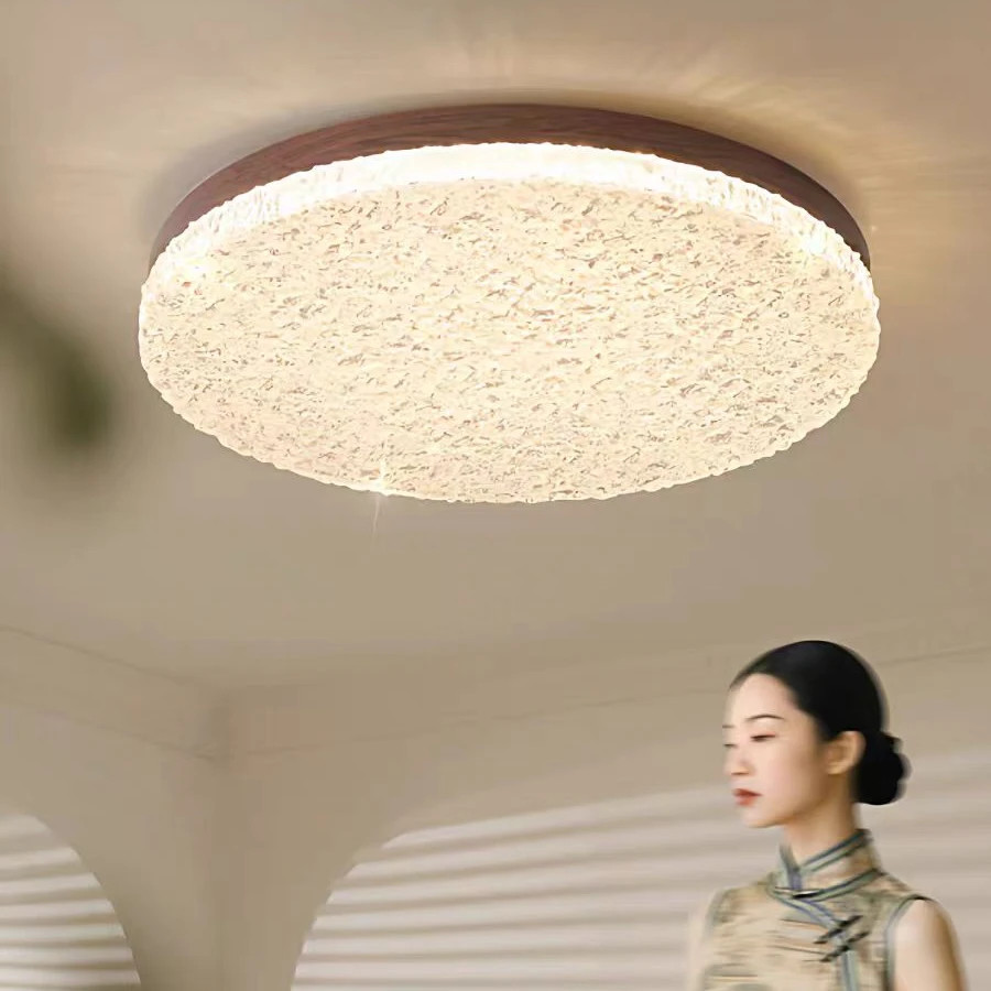 房间卧室灯主卧2025新款书房树脂高端超亮木纹中山灯具卧室吸顶灯