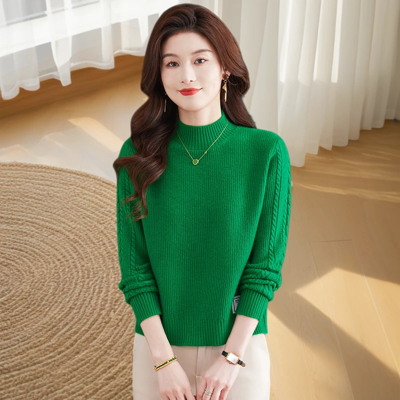 重磅爆款高腰短款毛衣女秋冬小个子宽松羊毛衫针织半高领打底衫