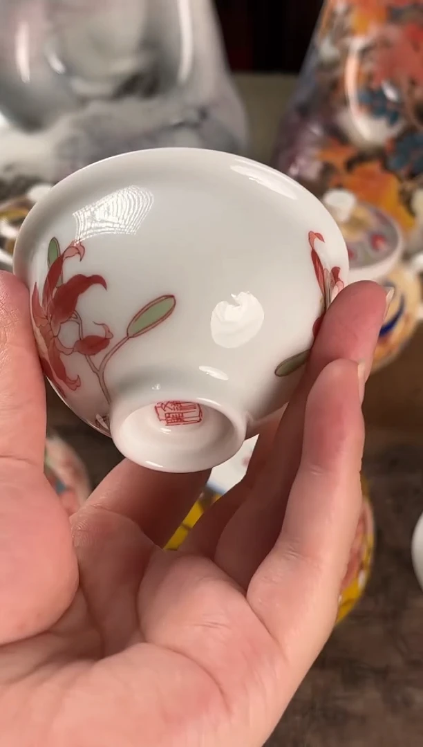 景德镇文祥窑手工釉下彩陶瓷单杯