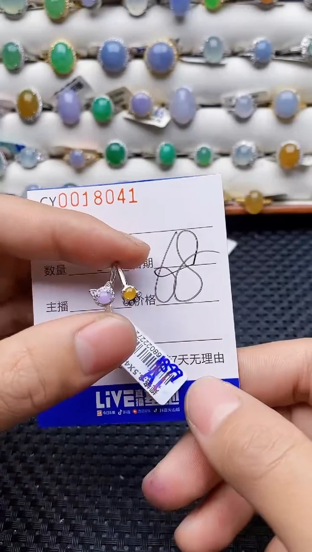 颈饰银S925镶嵌翡翠8041