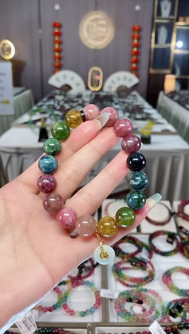 未镶嵌老矿碧玺单圈手串12mm+碧玺mz多样性发货一条