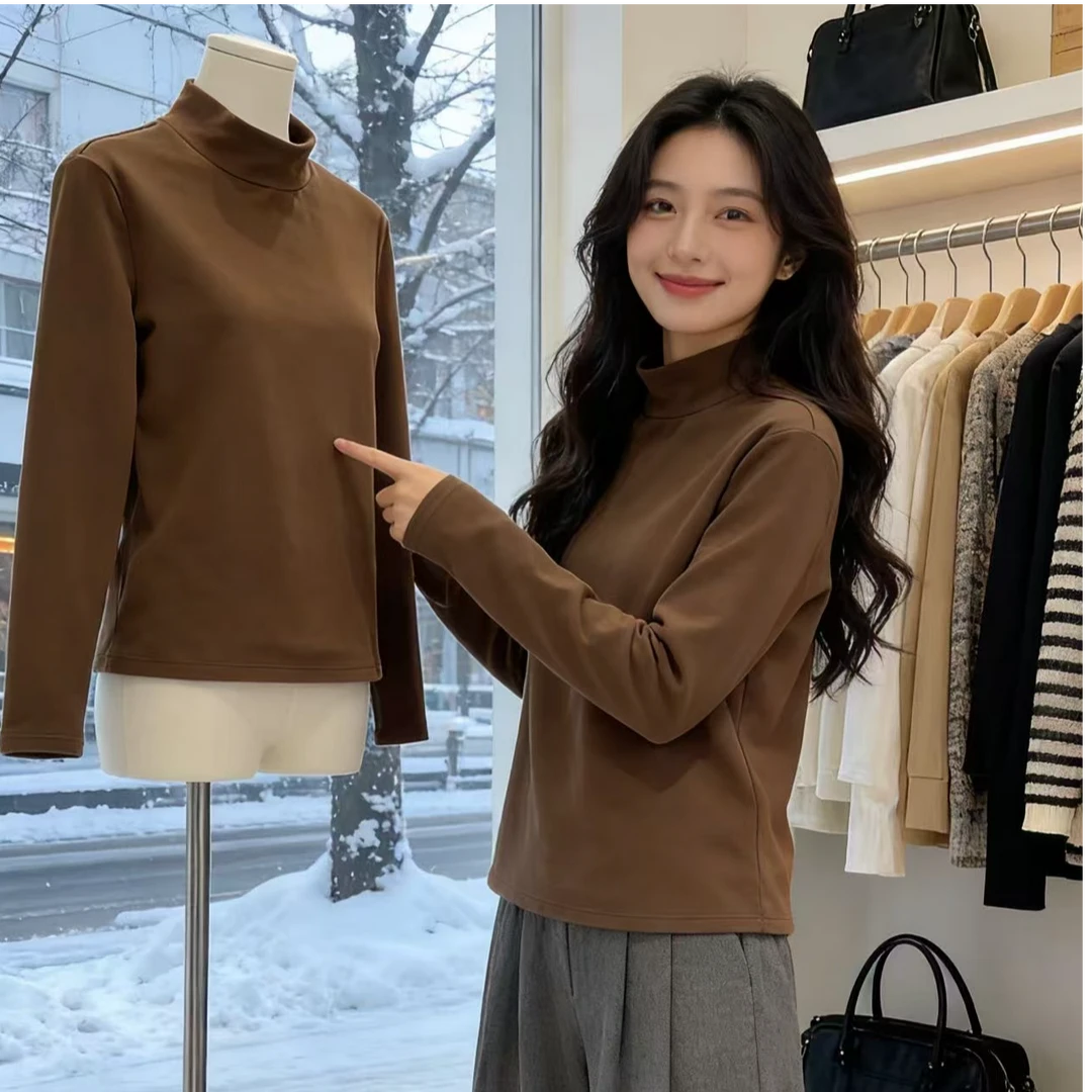 【对标真德绒】情侣款秋冬加绒加厚保暖发热打底衫-2384