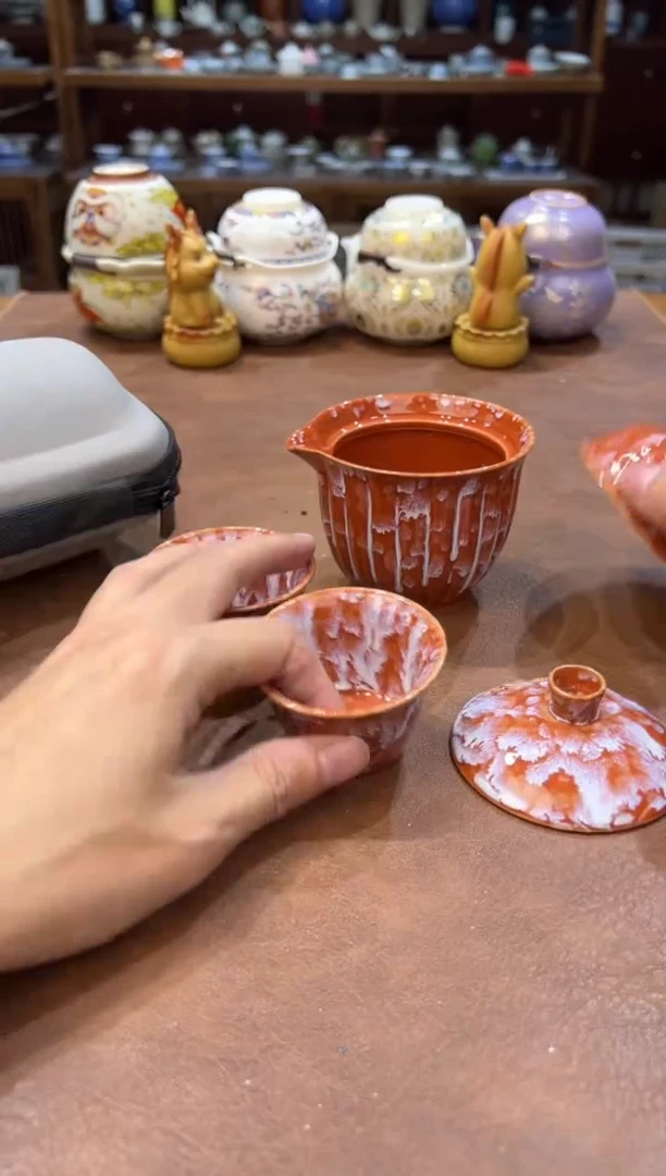 真的很便宜超好看会开片的旅行茶具