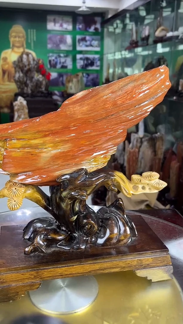 缅甸天然树化玉摆件