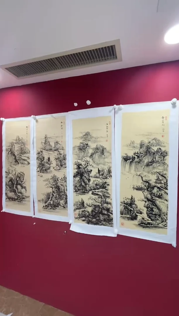 国画黄德中老师28×100㎝四条屏