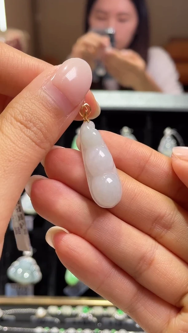 18K金镶嵌定制翡翠9福豆