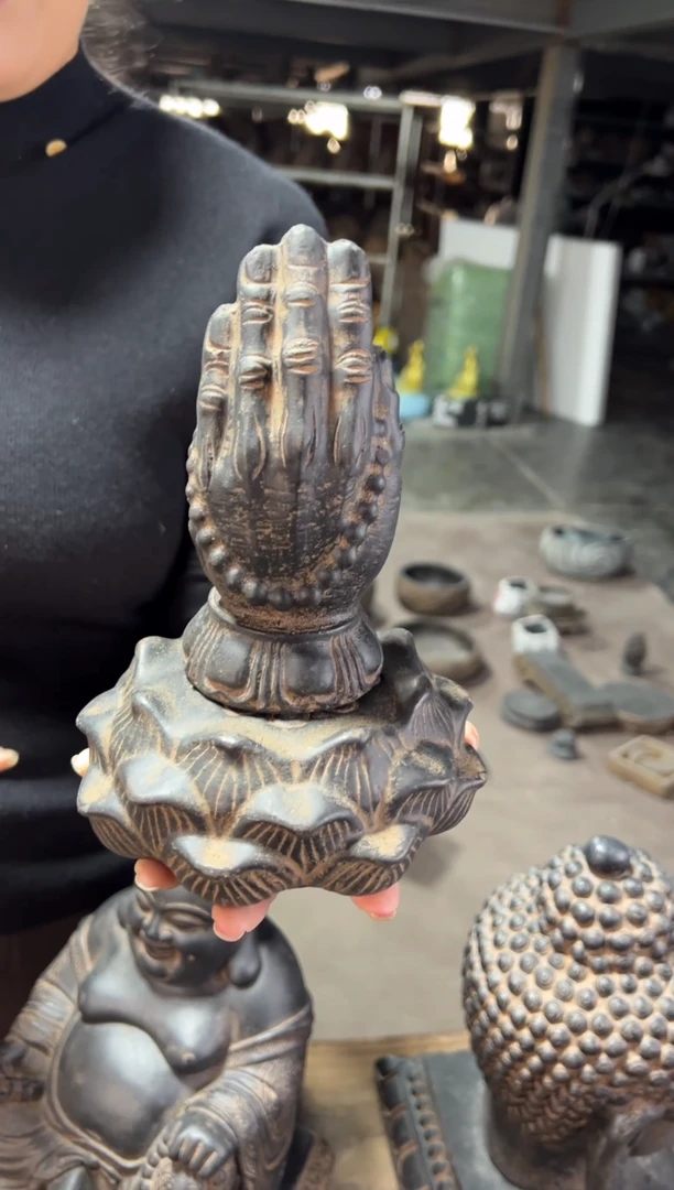 陶土【火山泥】求佛手+莲蓬实心底座