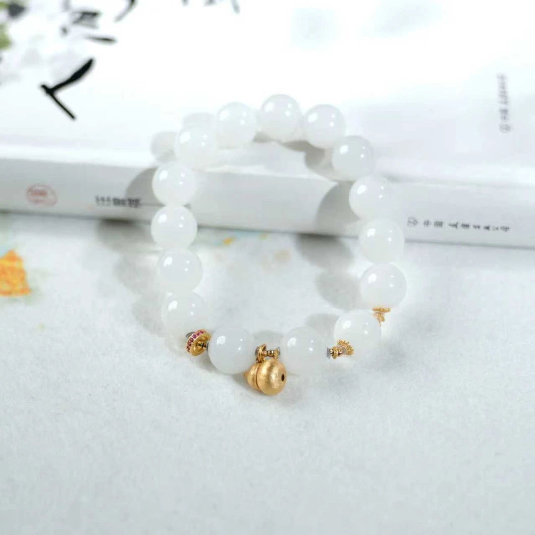【睿泽&小池专属】S925和田玉白玉葫芦款手串 12mm KT0760046