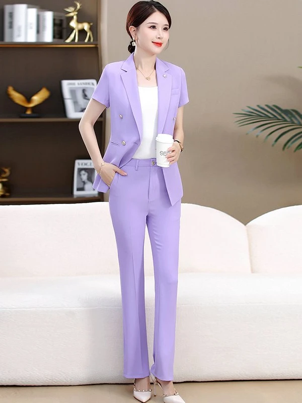2025新款夏季高端通勤时尚正装高级感职业修身工作服套装8806-3