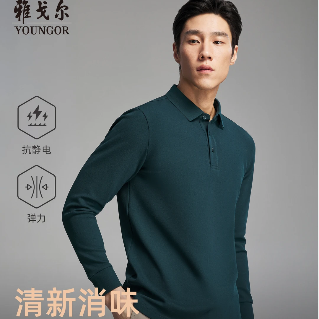 【蓄热升温+抗静电+清新消臭+保型领】雅戈尔秋冬翻领Polo衫休闲