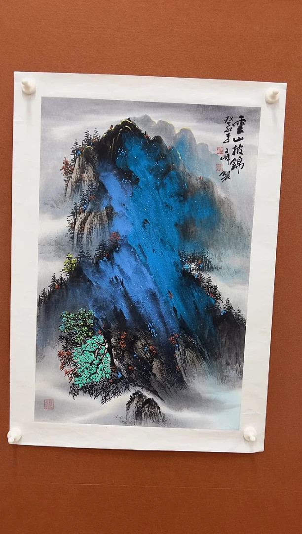 国画李文峰2.7平尺泼彩山水