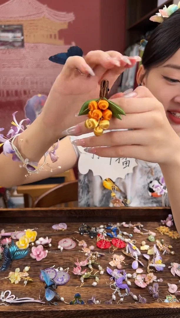 刺绣非遗绒花（发饰）