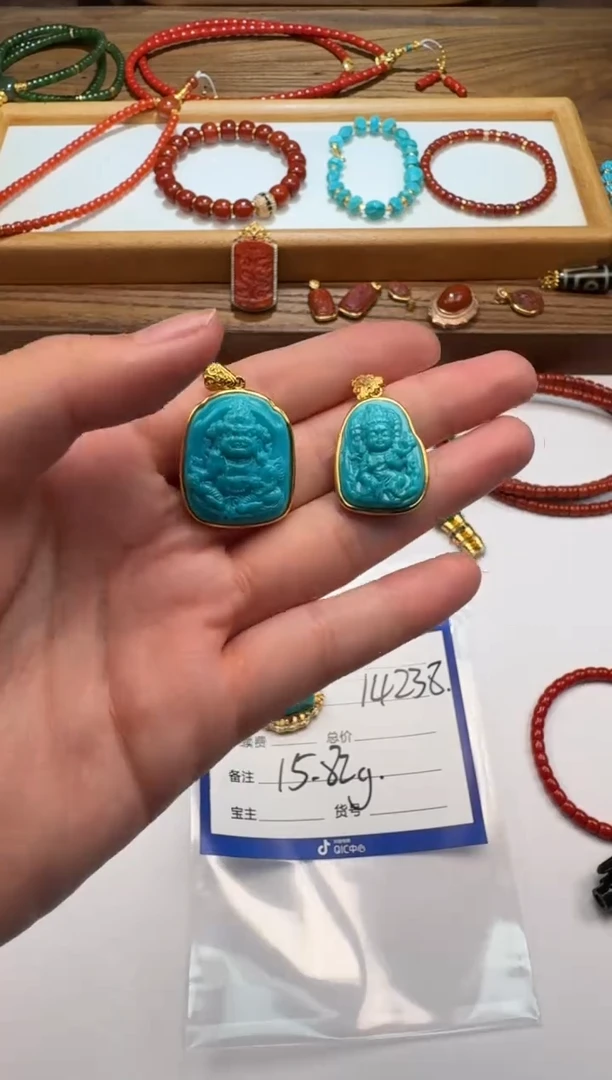 18K金镶嵌绿松石配饰配饰奶*~配饰配饰