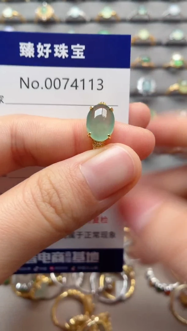 银S925镶嵌戒指翡翠1