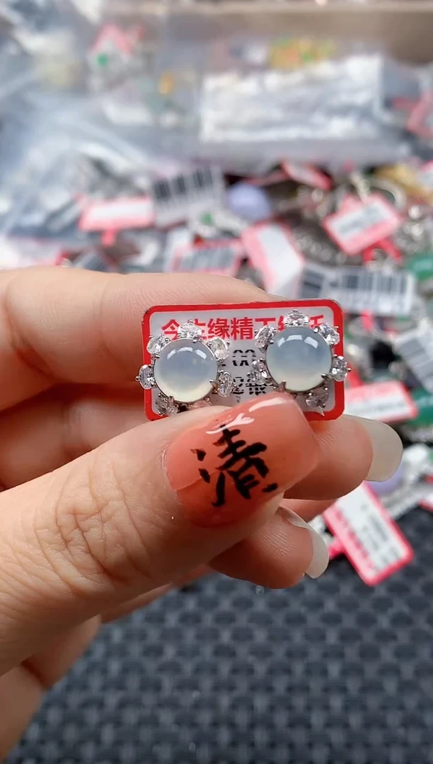 银S925镶嵌戒指翡翠天然A货缅甸翡翠