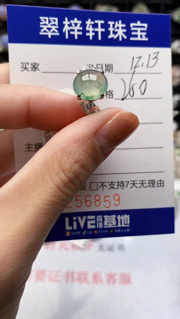 银S925镶嵌戒指翡翠6859