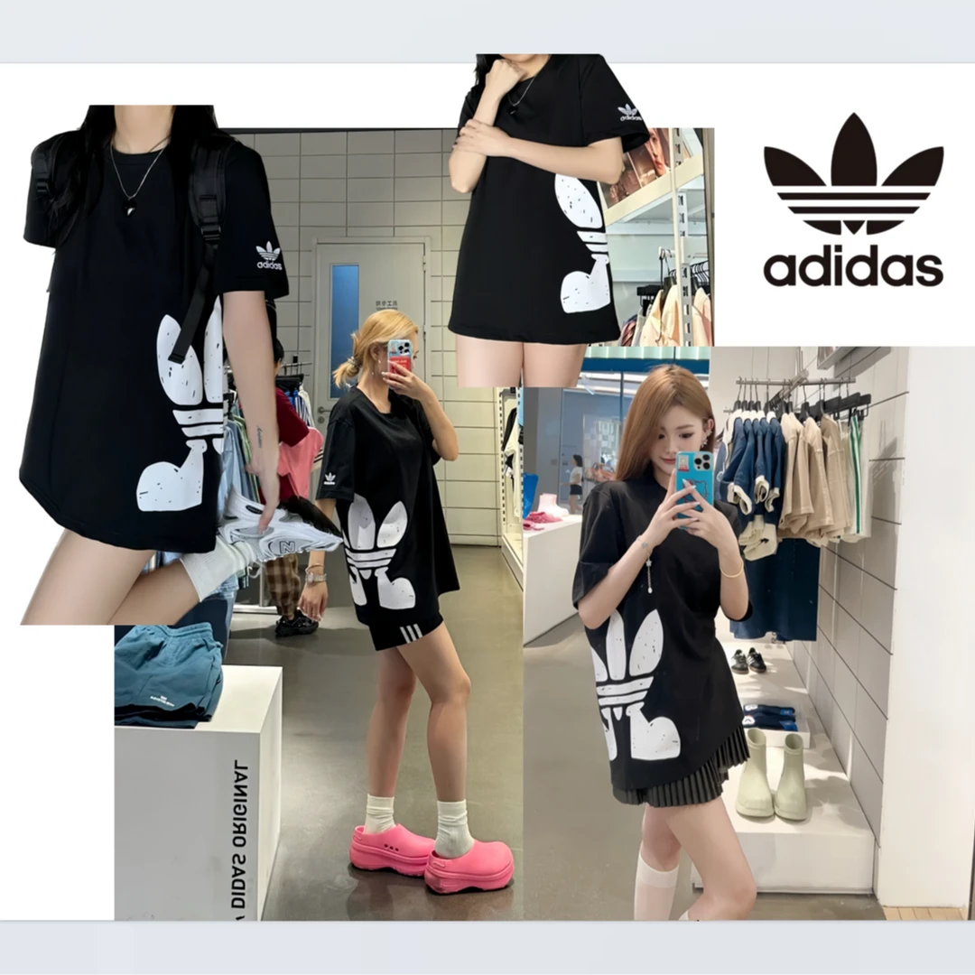 adidas/阿迪达斯三叶男女25夏季大标涂鸦明星款短袖3247