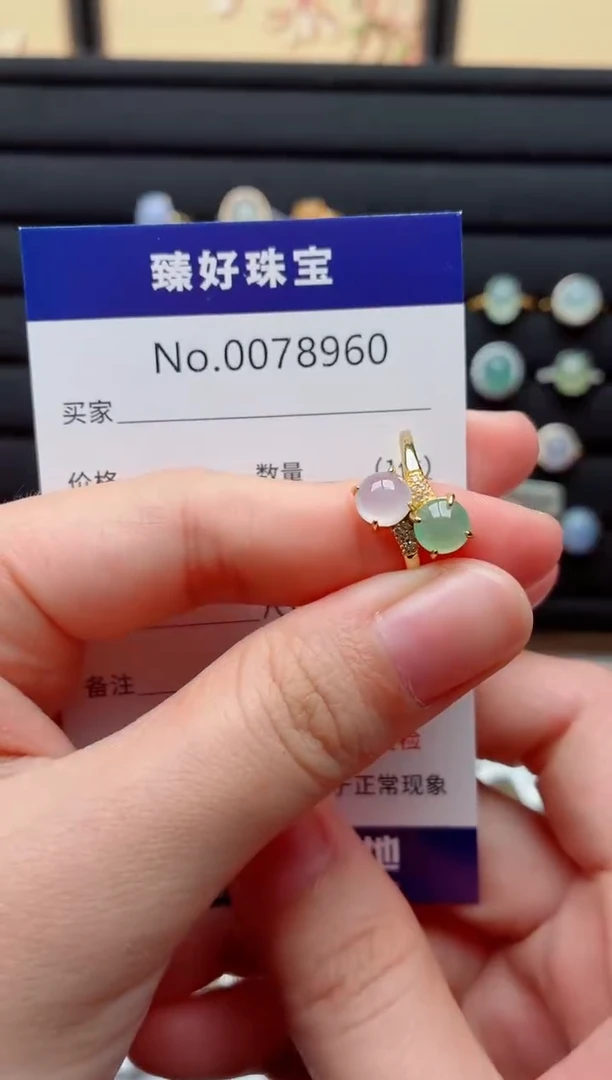 银S925镶嵌戒指翡翠画*.