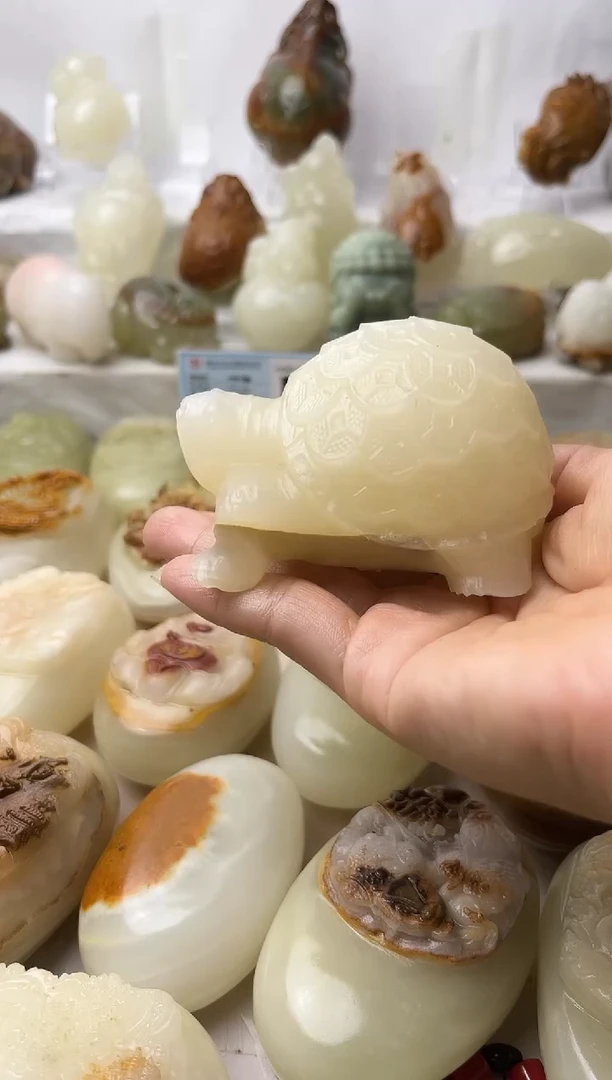 石材方解石手把摆件不退换金钱龟微瑕