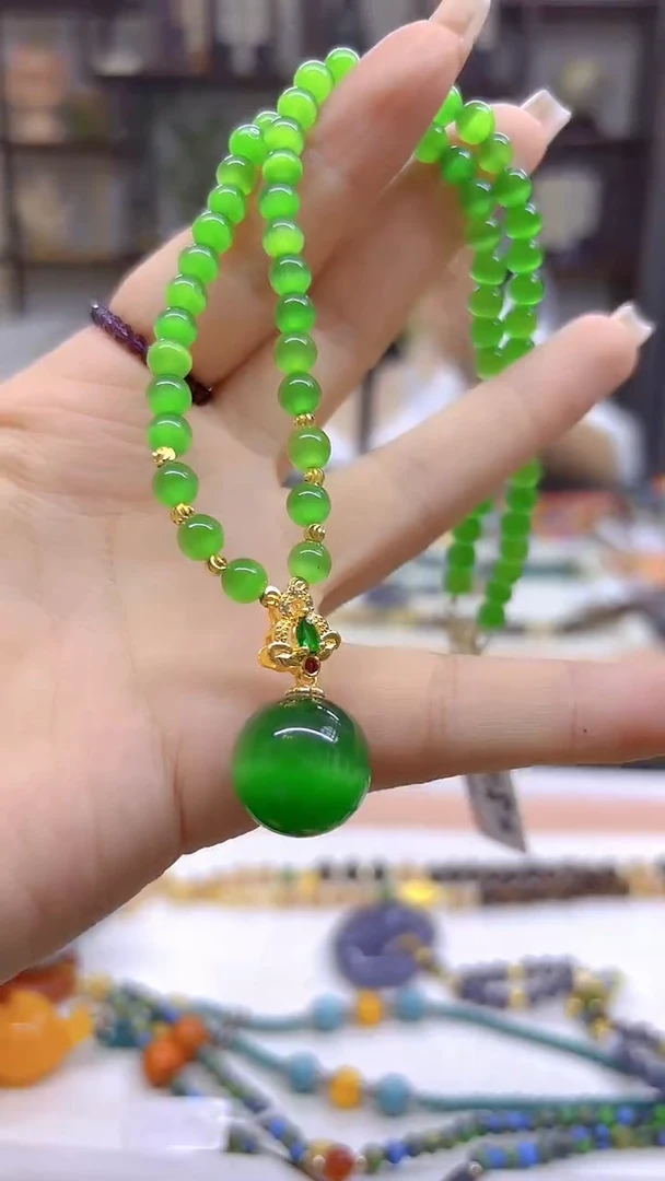 未镶嵌颈饰碧玺猫眼DIY款X526