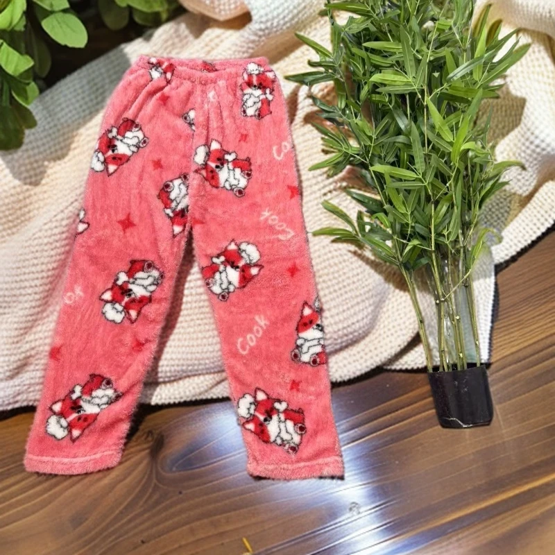 J881外贸印花睡裤厚女士珊瑚绒秋冬居家休闲法兰绒睡裤外穿