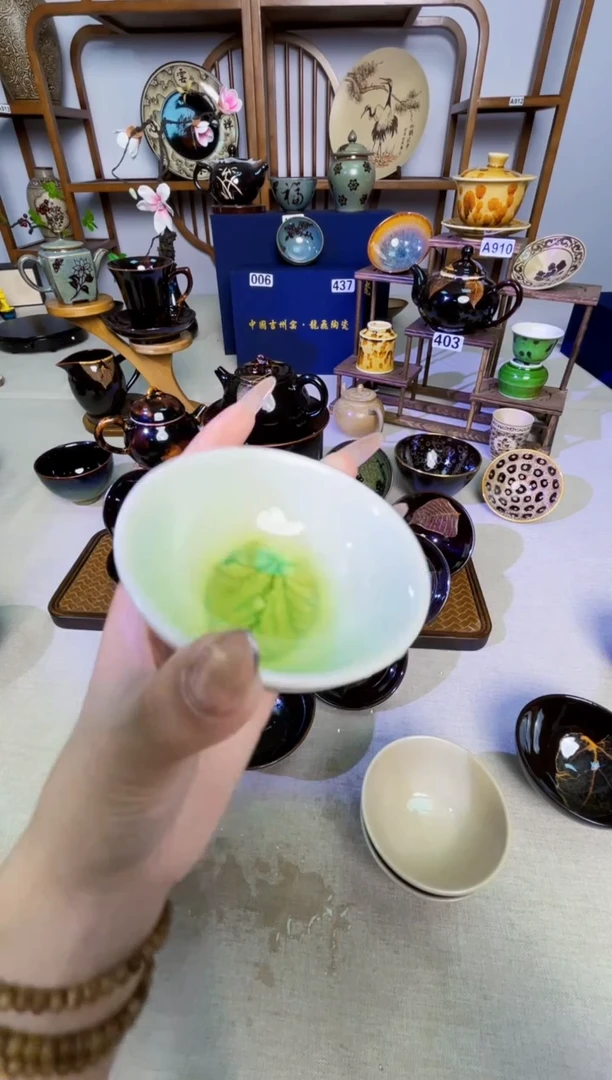 J****。【特价白瓷绿叶】非遗大师手工高温瓷特价款