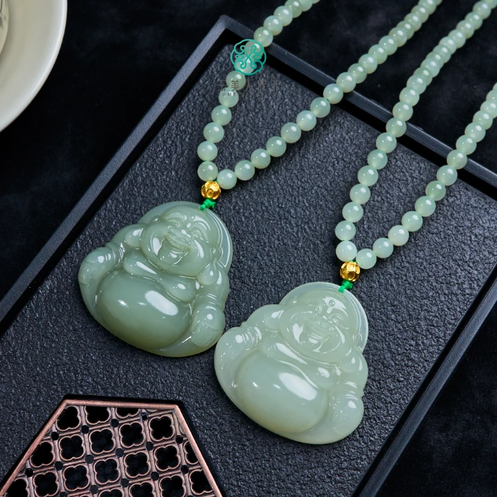 石惑珠宝~和田玉佛公吊坠约45mm配链-多样性发一