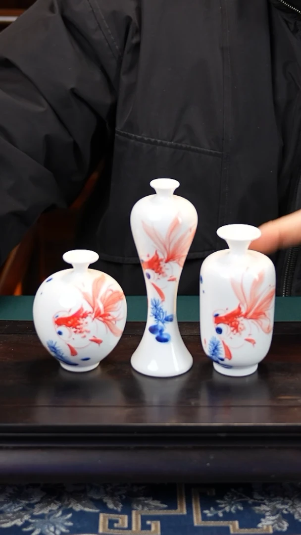 【闪购商品】摆件 纯手工手绘高白泥瓷〖三件套〗