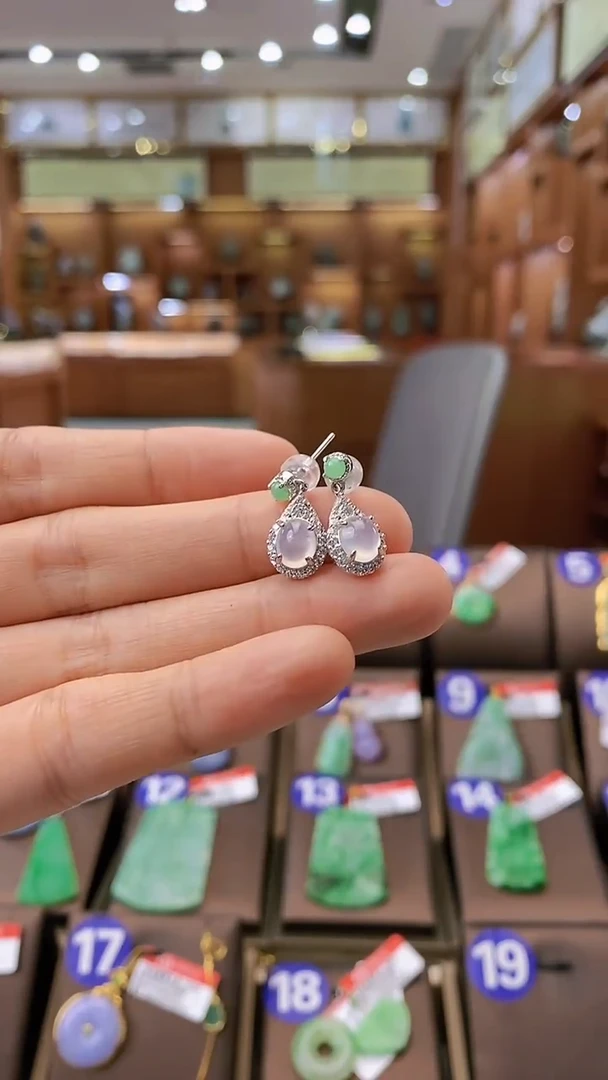 【闪购商品】翡翠耳饰银S925镶嵌耳饰