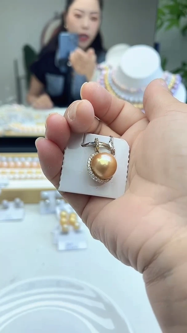 未镶嵌吊坠淡水珍珠灰色系15mm吊坠