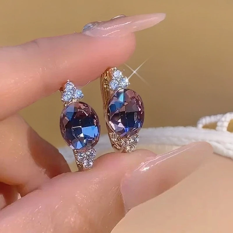 铜合金锆石耳饰 Celesia 紫韵闪耀高级感气质时尚耳饰耳环E0067